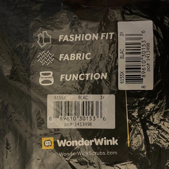 NEW Packaged W123 by WonderWink Women's Stylized V-Neck Solid Black Scrub Top - Picture 4 of 5